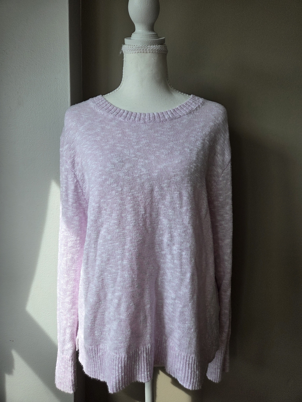 J.Crew Pink Marled Cotton Blend Crewneck Sweater Size M